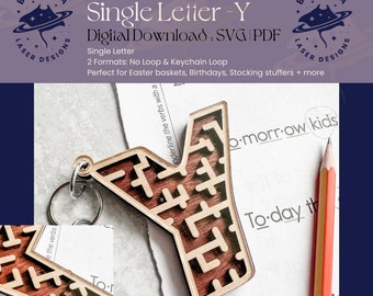 Y - Single Letter Maze | Monogram Maze Game, Keychain loop option | SVG/PDF | Laser Cutting | Easter Basket | Stocking Stuffer