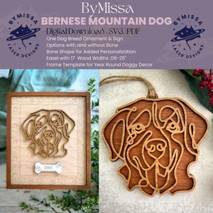 Berner Sennenhund Linie Kunst | Hunderasse Design | Ornamente, Sonnenfänger, Rahmendekor| SVG & PDF | Glowforge und Laser Cuts, Hundeliebhaber