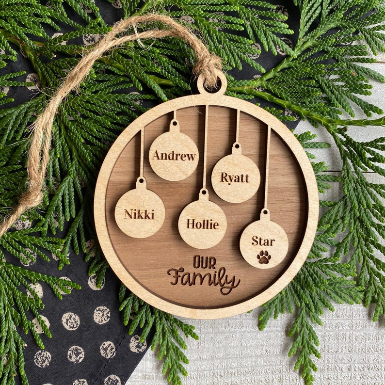 1-10 Family Ornament Set Version TWO SVG Glowforge and Laser Cutting image 6