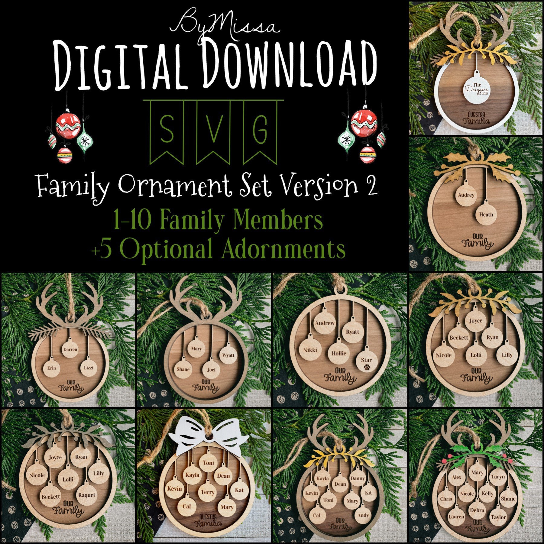 Download 1 10 Family Ornament Set Version Two Svg Glowforge And Etsy