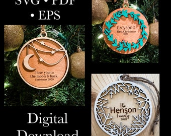 Framed Ornament Set SVG, EPS, PDF Glowforge and Laser Cutting