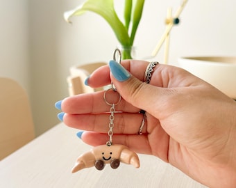 Polymer Clay Croissant Jellycat Keychain: Handmade Kawaii Charm
