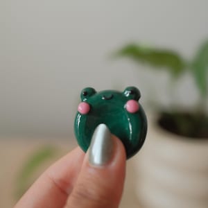 Polymer Clay Worry Stone: Kawaii Frog and Toast Charm frog
