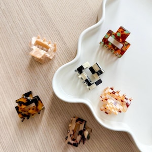 New tortoise and checkered hair clips set of 4 Amazon.com : Bmobuo Checkered Tortoise Hair Clips for Women  main image 3