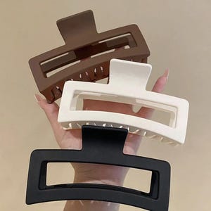 Large hair clips for long thick hair extra large hair claw matte black white brown hair clip gift ideas for her simple minimalist hair clips