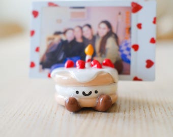 Polymer Clay Jellycat Birthday Cake photo stand: Handmade Kawaii Charm