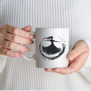 Ballerina Ink Art Mug: Elegant Dance Coffee Cup - Gift for Dancers