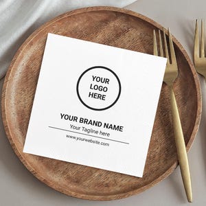 Custom Logo Napkins for Party Events - Personalized Cocktail Napkins with Your Design, Photo & Text - Print Any Business Logo on Napkins