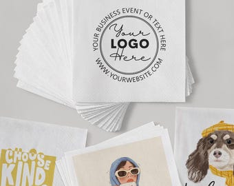 Custom Napkins Logo Napkins for Party Events - Personalized Cocktail Napkins with Your Design, Photo & Text - Print Any Logo on Napkins