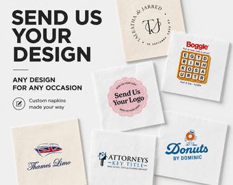 Custom Napkins Logo Napkins for Party Events - Personalized Cocktail Napkins with Your Design, Photo & Text - Print Any Logo on Napkins