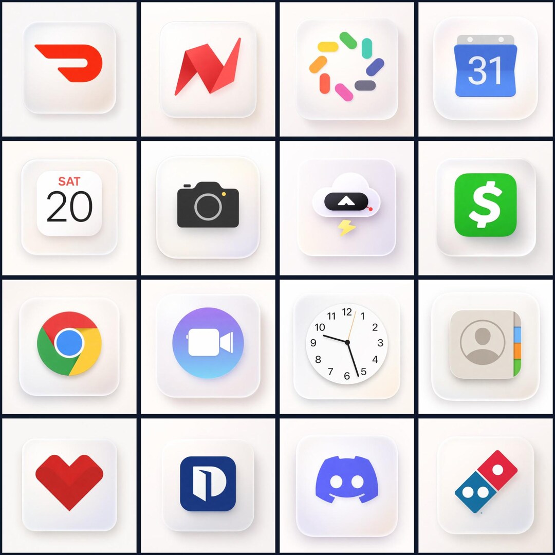 615 Frosted Glass App Icon Pack: Ios & Popular Apps (digital Download ...