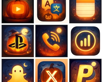 Pakiet 231 ikon aplikacji w stylu Halloween Motyw ikon iOS i popularne aplikacje Aktualizacje na całe życie