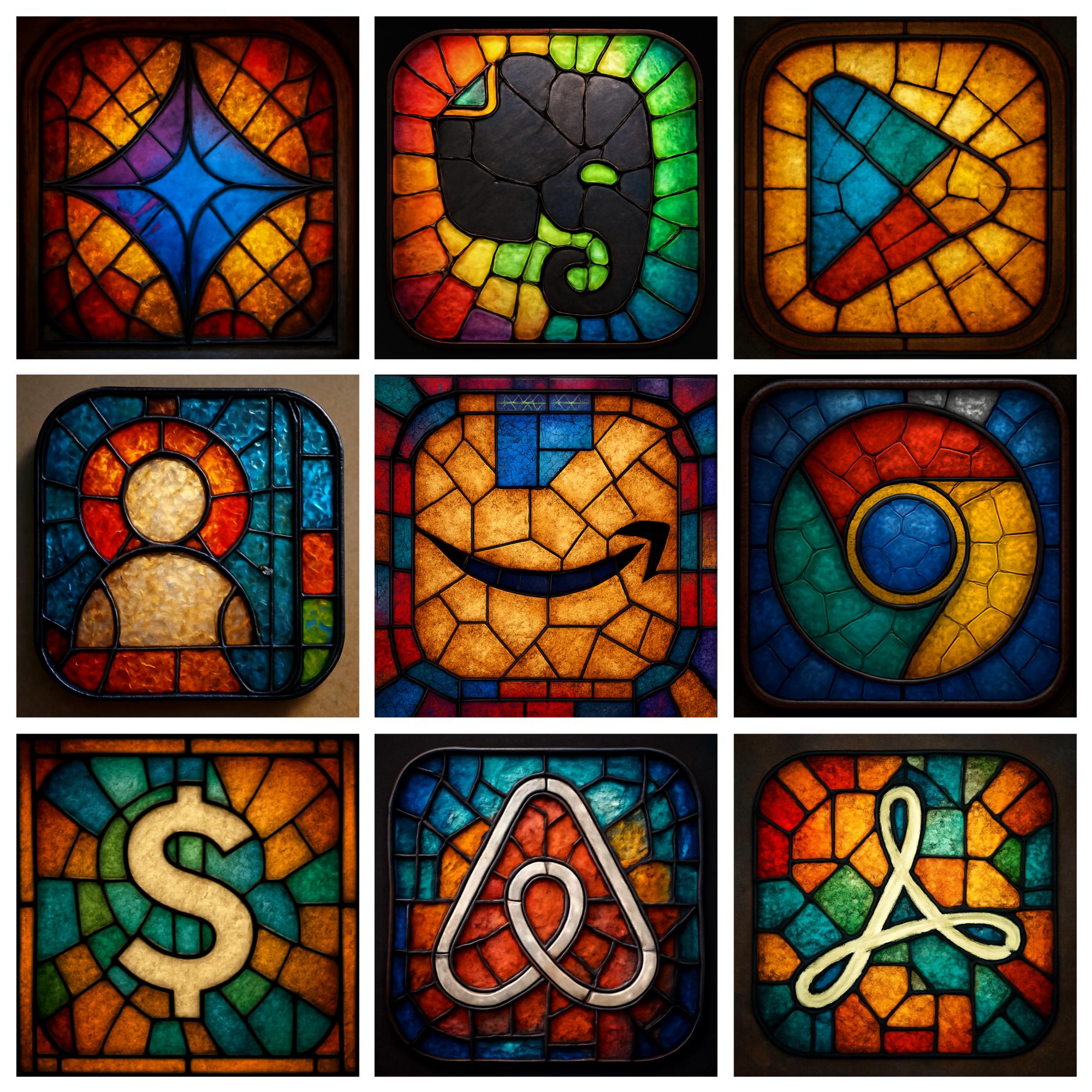 227 Stained Glass Style App Icon Pack Ios Icon Theme & Popular Apps ...