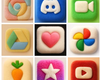 Pacote de ícones Fluffy Style (287 ícones) Tema de ícones para iOS e aplicativos populares com atualizações vitalícias