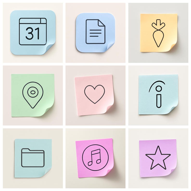 232 Sticky Note Style App Icon Pack Ios Icon Theme & Popular Apps ...