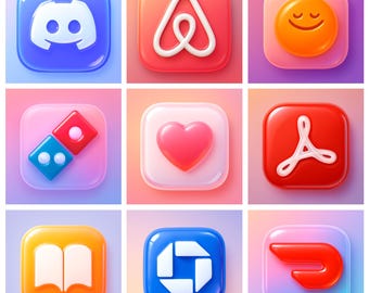Paquete de iconos de aplicaciones 3D, iconos brillantes, iconos de iOS y Android