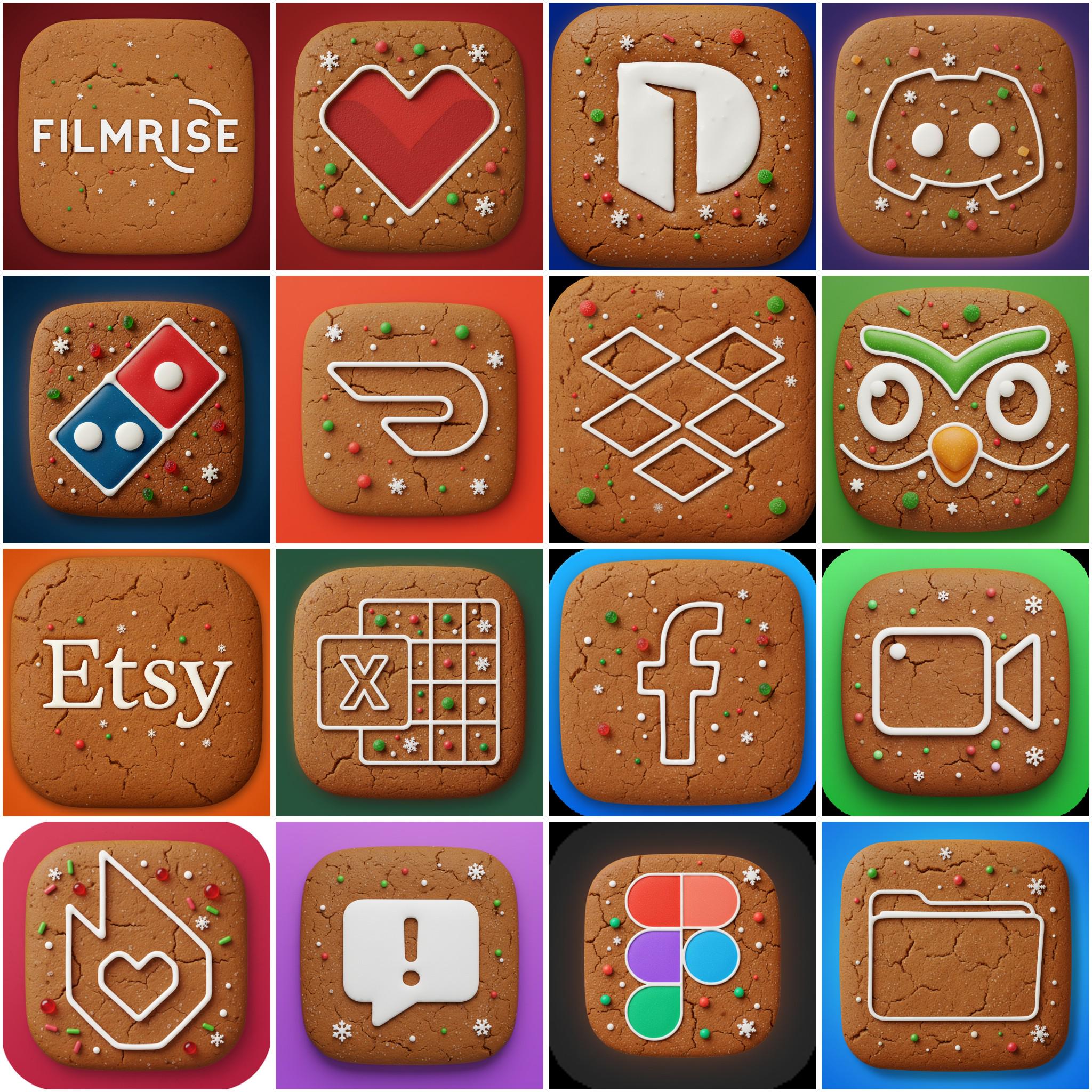 Christmas Gingerbread Engraving App Icon Pack (250 Icons): Ios Theme ...