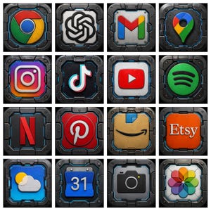 Mecha Armor Plate App Icon Pack: 250+ iOS Icons (Lifetime Updates)