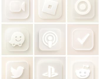 688 White Glassmorphism App Icon Pack: iOS & Popular Apps (Digital Download)