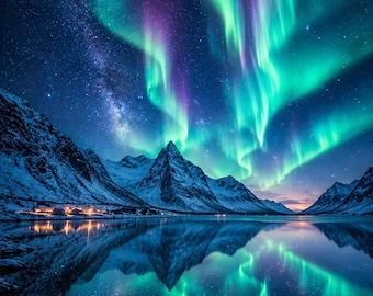 Aurora Lake Live-Handy-Hintergrundbild-Paket, MP4-Video & JPG-Handy-Hintergrundbild, Nordlichter-Sperrbildschirm für iPhone und Android