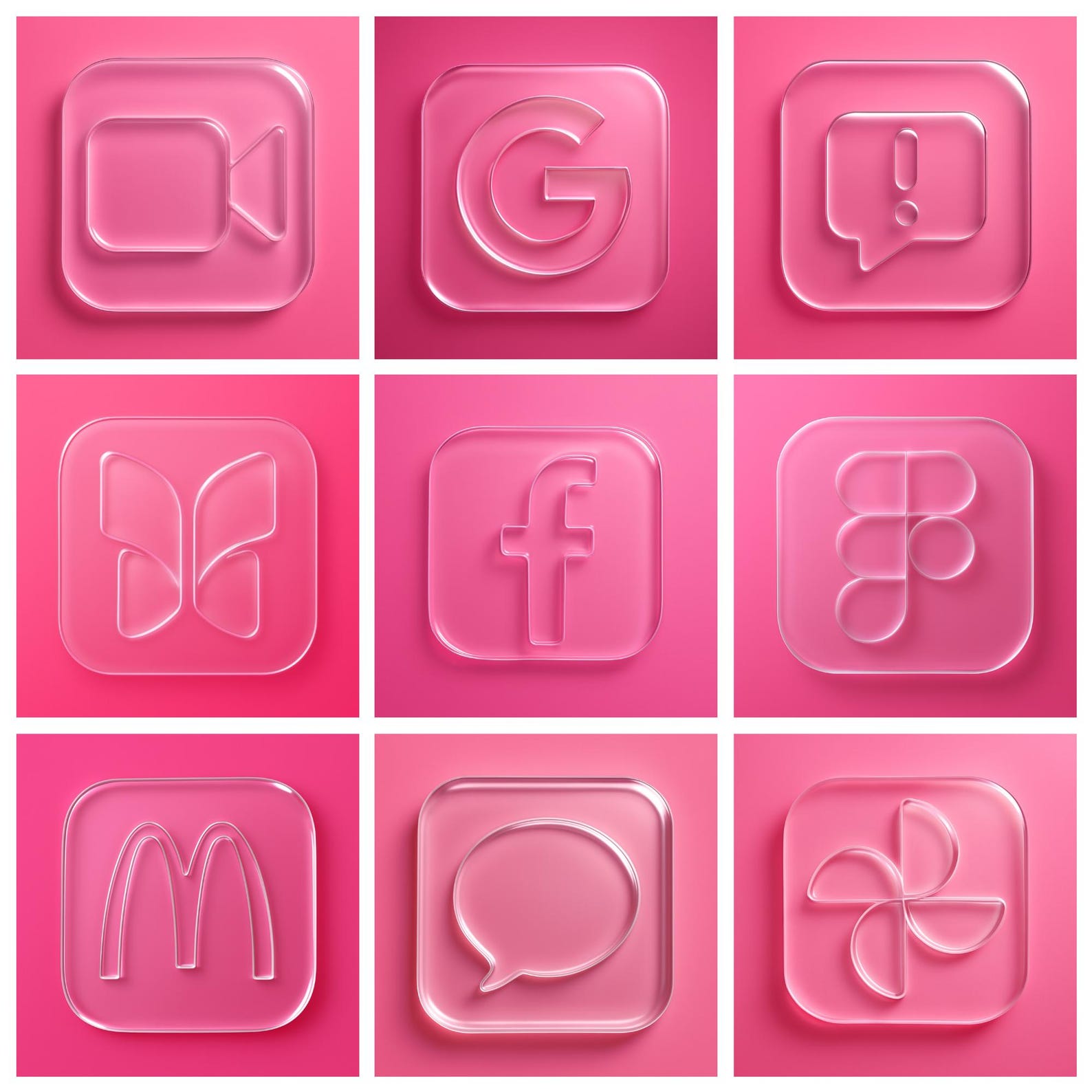 Update In Pink Hot Pink Glass App Icon Pack (232 Icons): Ios Theme (digital Download ...