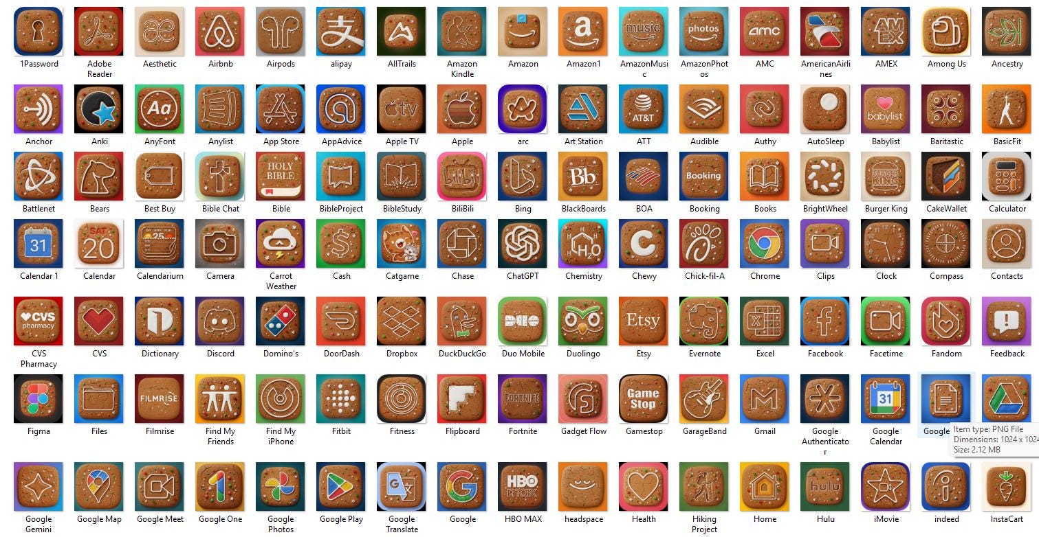 Christmas Gingerbread Engraving App Icon Pack (250 Icons): Ios Theme ...