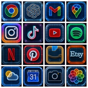 Chromatic Blueprint Wireframe App Icon Pack: 250+ iOS Icons (Lifetime Updates)