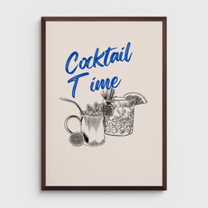 Cocktail Time Wall Art - Stampa artistica moderna per cucina, decorazione da bar, illustrazione digitale, regalo per gli amanti dei cocktail