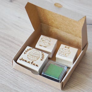 Personalisierte Osterstempelset/OsterhaseStempel/Osterstempel/Kinderstempel/Ostergeschenk/Osterdeko/ Namensstempel für Kinder/Ostern Basteln