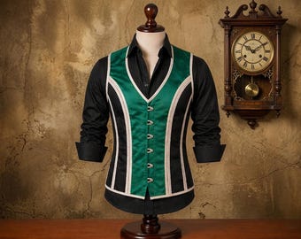 Mens Military Green Corset Vest Lace Up Boned Waistcoat Wedding Formal Custom Made Gift