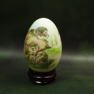 Monkeys/ Hand Painted Egg/ Hand Painted Goose Egg Shell/ Egg Arts