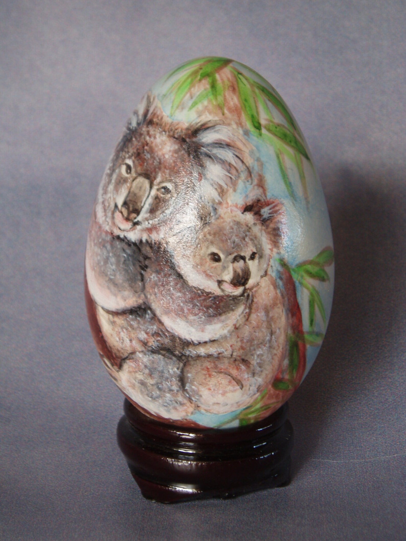 Koalas/ Hand Painted Goose Egg Shell/ Egg Art/ Love Etsy