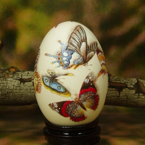 Hand-Painted Butterfly Goose Egg Art: Unique Home Decor
