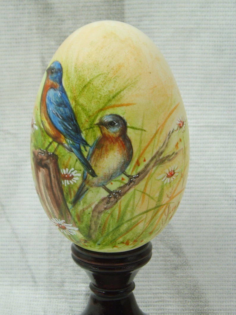 Eastern Bluebirds Hand Painted Goose Egg Shell Egg Art | Etsy