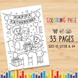 Father's Day, Father's Day Coloring Page, Printable, İnstant Download, Preschool, Coloring Page, DIY Color Pages, Father's Day Gift