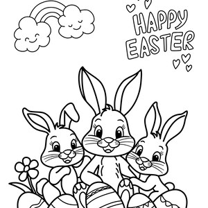 Easter Coloring Pages for Kids - Printable Bunny Egg Activity - Fun ...