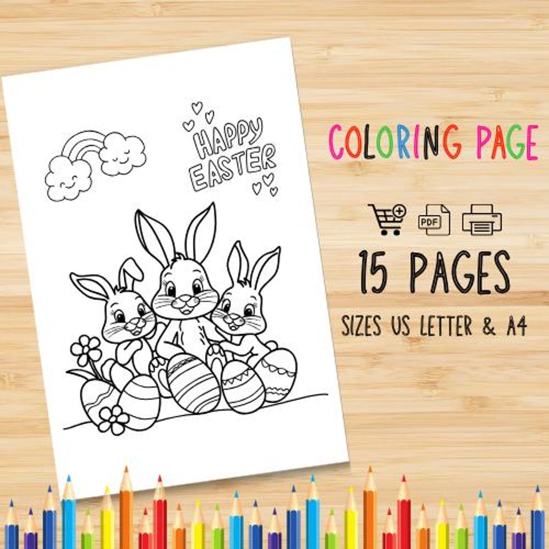 Easter Coloring Pages for Kids - Printable Bunny Egg Activity - Fun ...