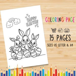 Easter Coloring Pages for Kids - Printable Bunny Egg Activity - Fun ...