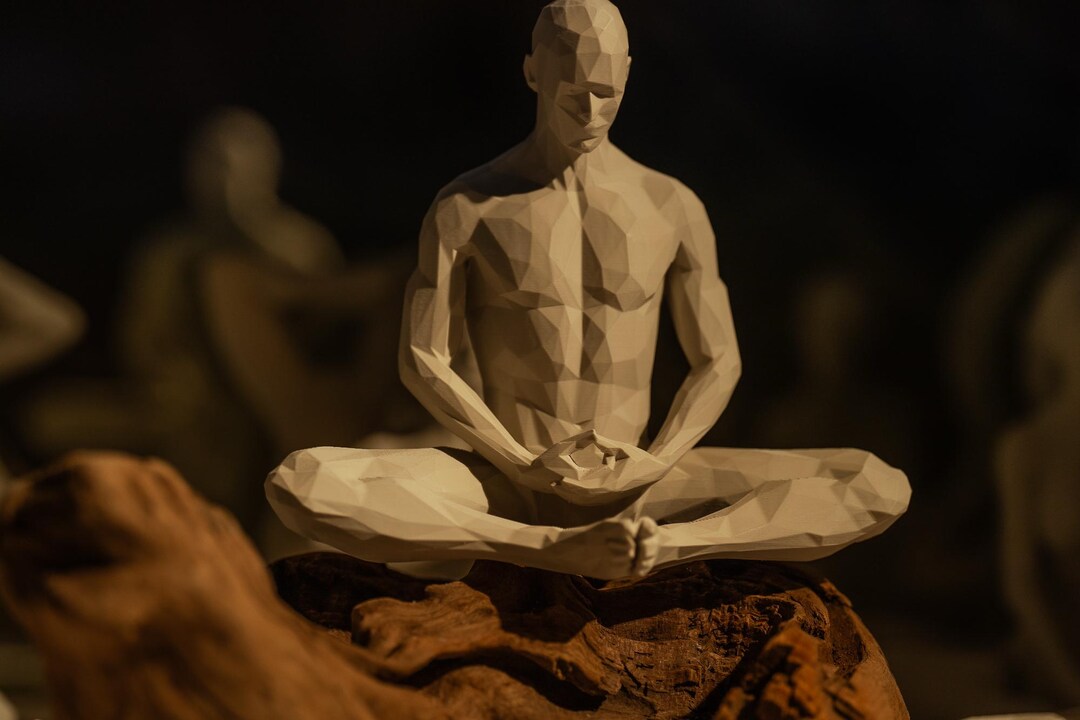 3D Printed Meditating Man Statue | Minimalist PLA Eco-friendly Zen ...