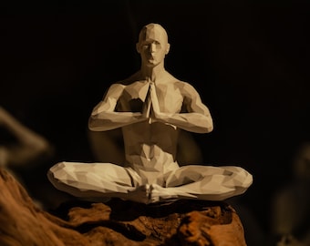 3D Printed Meditating Man Statue | Minimalist PLA Eco-Friendly Zen Decor | Mindfulness|Yoga Gift | Aura Spiritual Art | Sculpture | Meditate