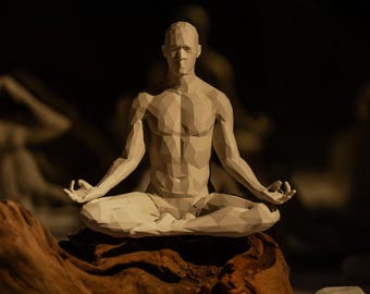 3D Printed Meditating Man Statue | Minimalist PLA Eco-Friendly Zen Decor | Mindfulness|Yoga Gift | Aura Spiritual Art | Sculpture | Meditate