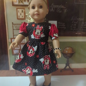 Mickey Mouse Minnie mouse dress and headband fits 18&quot; American Girl dolls. Disney