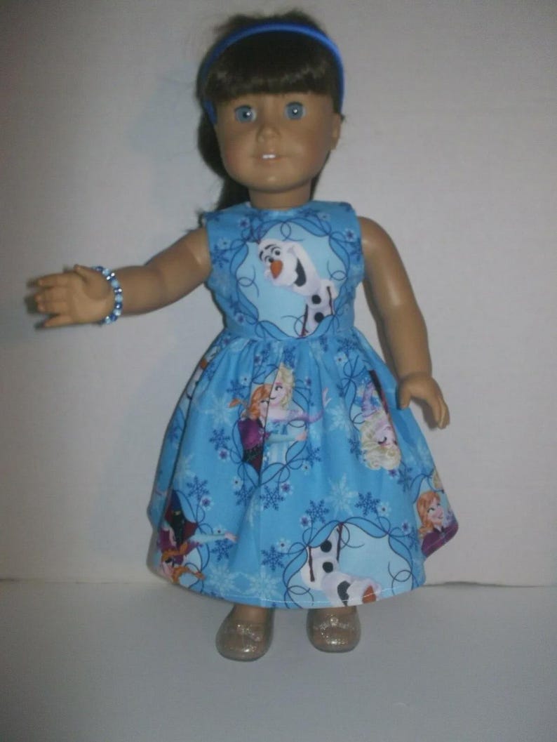 Disney Frozen Doll Clothes: Elsa, Anna, Olaf, Fits 18" American Girl Doll blue dress