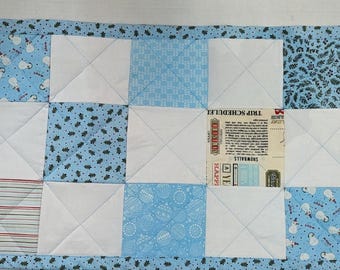 Blue & White Holiday Quilted Table Runner/Table scarf (36" x 14") Emmitt and Ivy