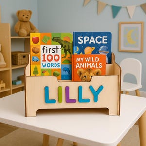 Organizador de libros portátil para habitación de bebé y niño pequeño, caja de almacenamiento de libros de biblioteca infantil, regalo para decoración de habitación de niña pequeña