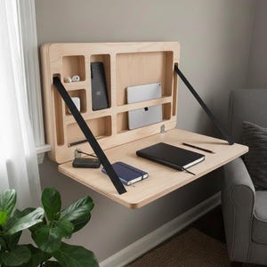 Foldable Wall Desk: Plywood Murphy Table with Hidden Storage image 12