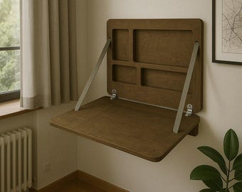 Handmade Plywood Wall Folding Desk: Space Saver Murphy Table