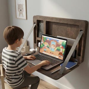 Escritorio plegable, mesa para portátil de pared, escritorio oculto
