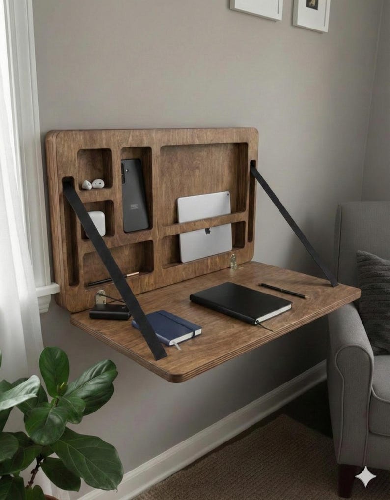 Foldable Wall Desk: Plywood Murphy Table with Hidden Storage image 2