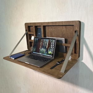 Wall Desk Handmade Folding Table Wall Mounted Murphy Desk Wall Mounted Folding Desk Laptop Wood Folding Table Gift for New House Work Table